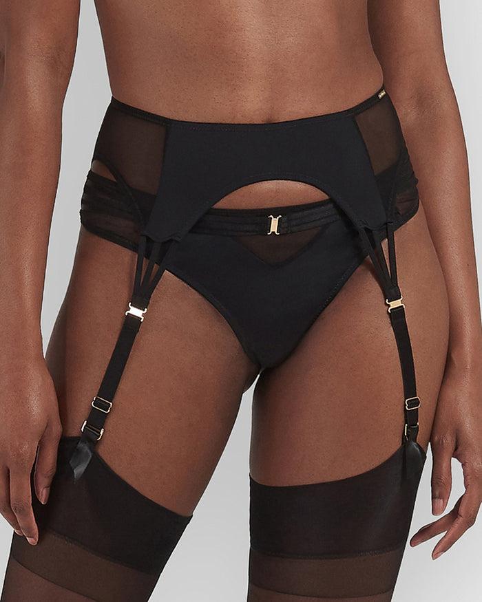 bluebella Laura Black Suspender Belt with Mesh