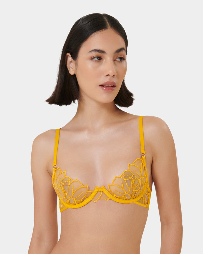bluebella Laurel Leaf Embroidered Bra Gold