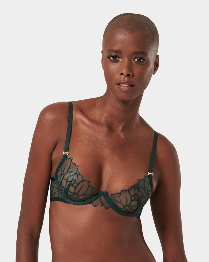 bluebella Laurel Leaf Embroidered Bra Green