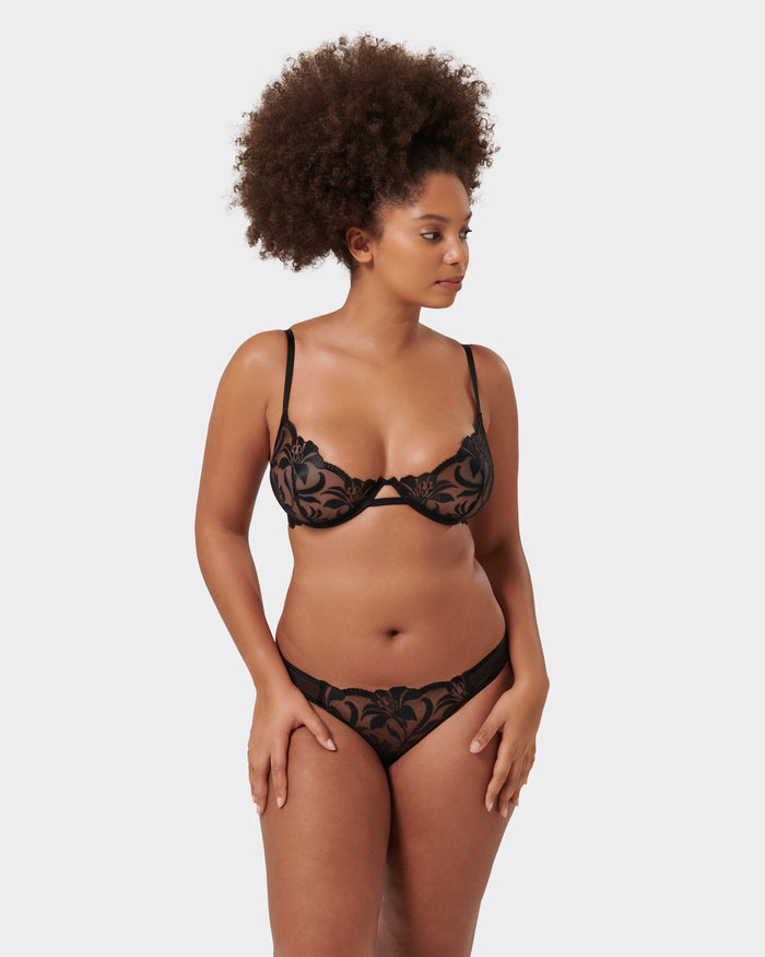 Bluebella Leonora Floral Embroidered Bra Black