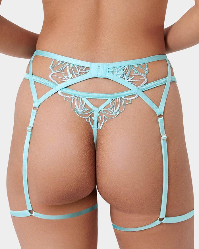 Bluebella Lilly Embroidered Thigh Harness Blue