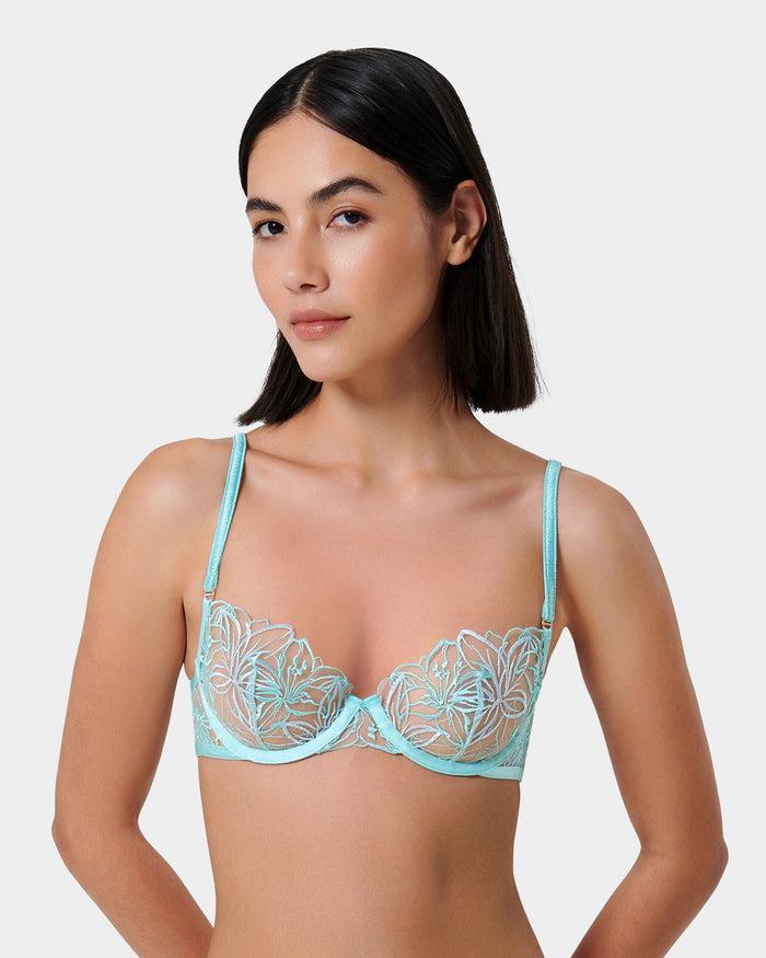 bluebella Lilly Floral Embroidered Bra Blue