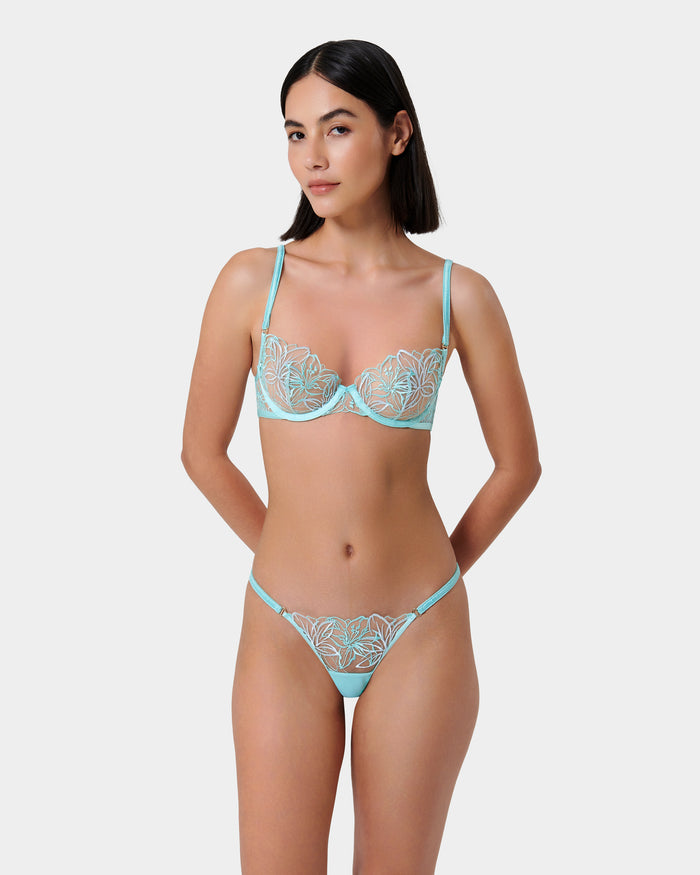 Bluebella Lilly Floral Embroidered Brief Blue