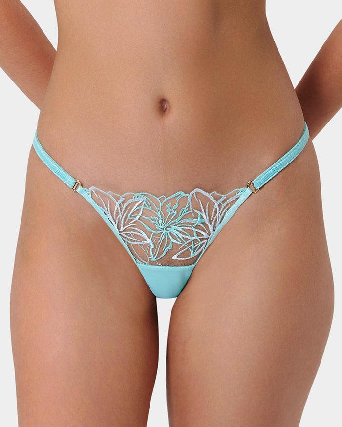 Bluebella Lilly Floral Embroidered Brief Blue