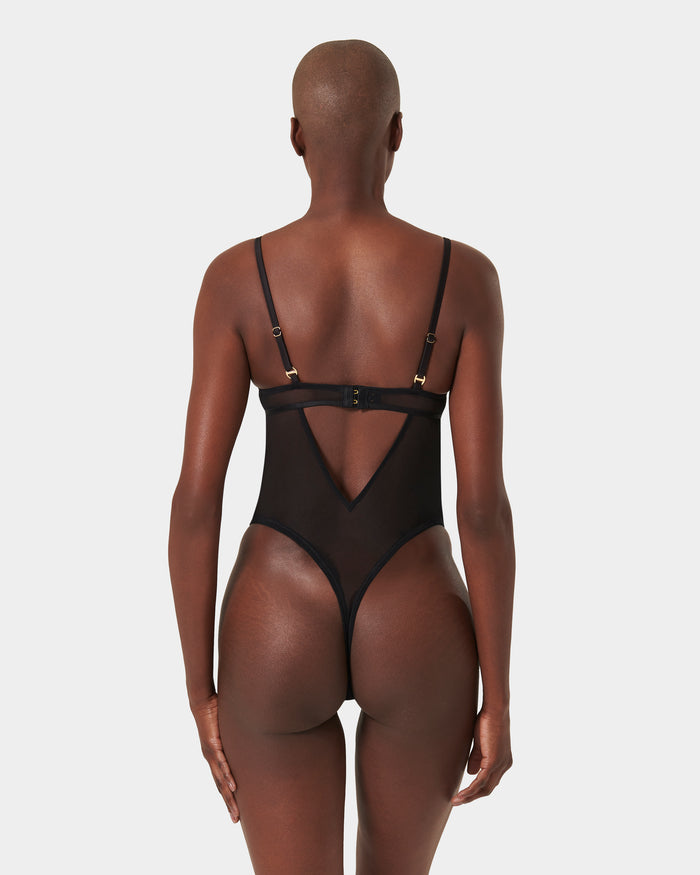 Bluebella Madeline Sheer Lace Bodysuit Black
