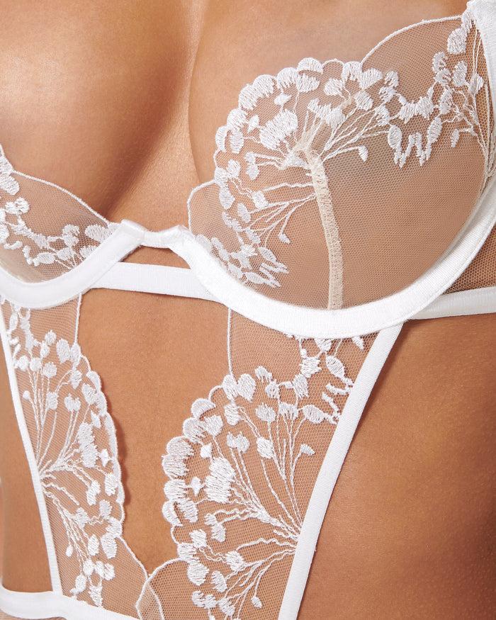 Bluebella Marisa Embroidered Sheer Bodysuit White