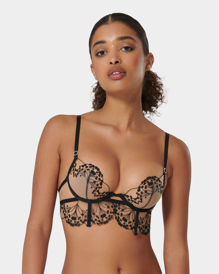 bluebella Marisa Embroidered Sheer Bra Black