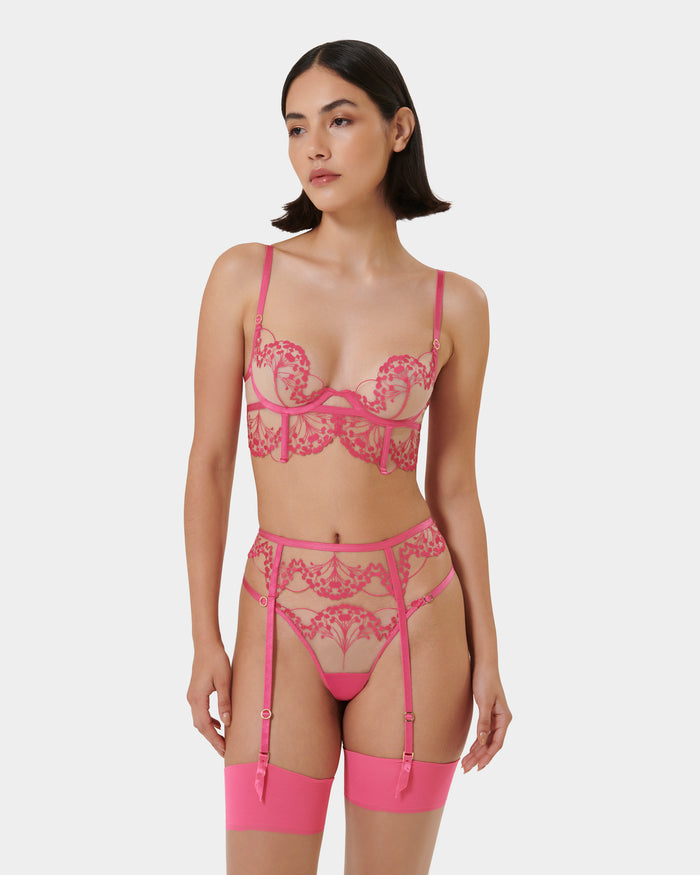 Bluebella Marisa Embroidered Sheer Bra Pink