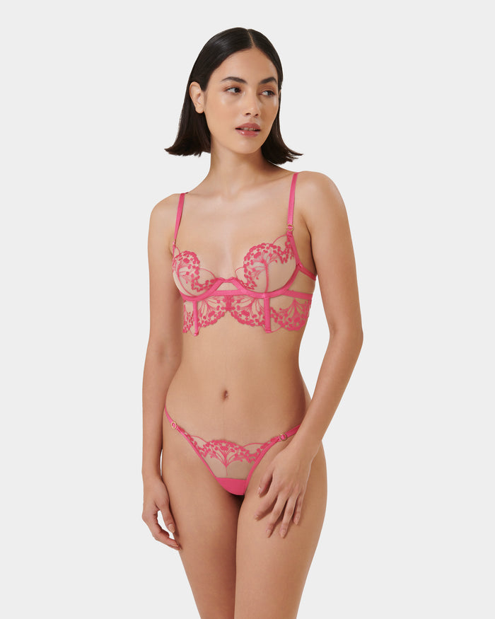 Bluebella Marisa Thong Fuchsia Pink/Sheer