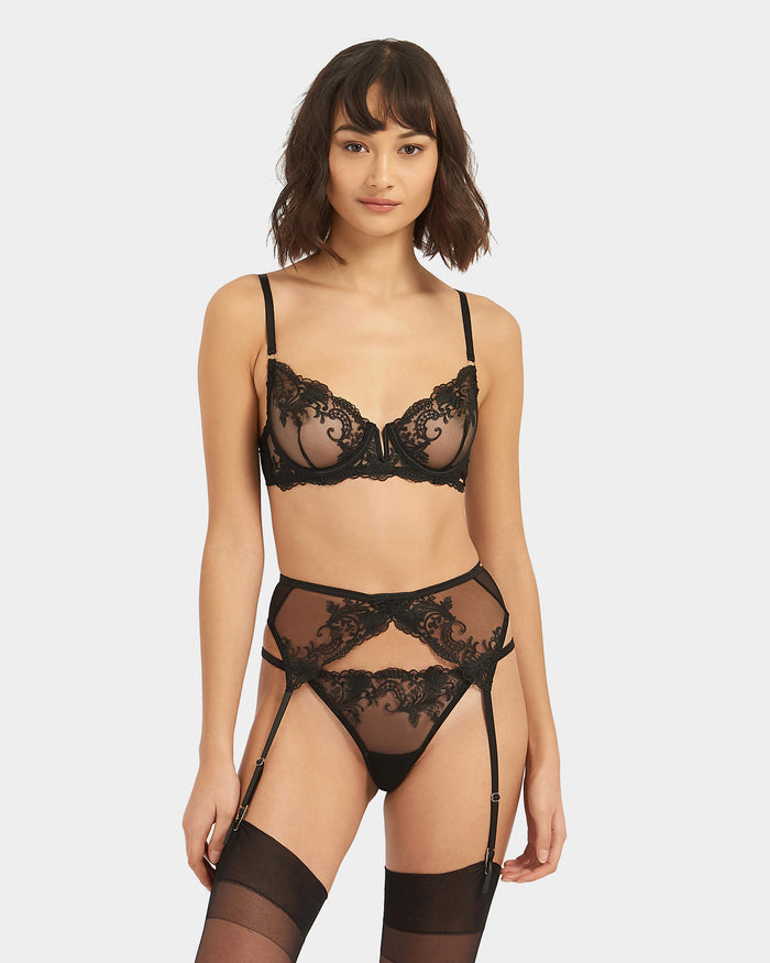 Bluebella Marseille Black Lace Suspender Belt