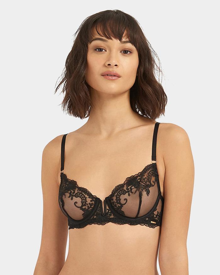 bluebella Marseille Embroidered Sheer Bra Black