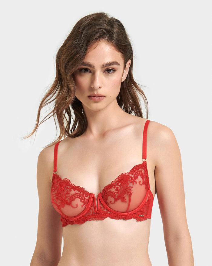 bluebella Marseille Embroidered Sheer Bra Red