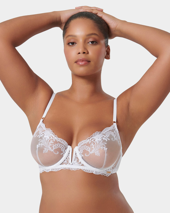 bluebella Marseille Embroidered Sheer Bra White