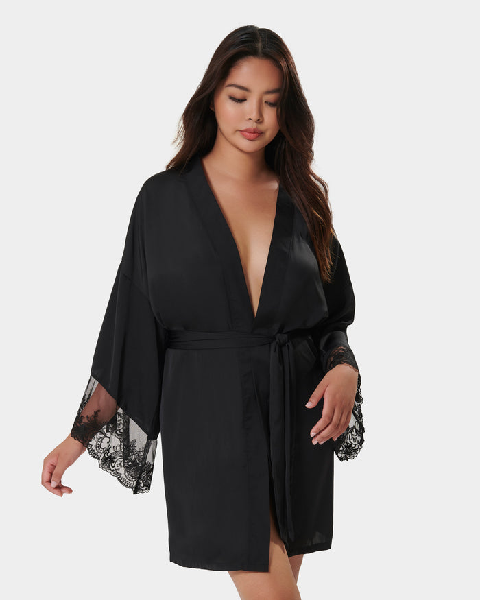 bluebella Marseille Luxury Satin Kimono Black