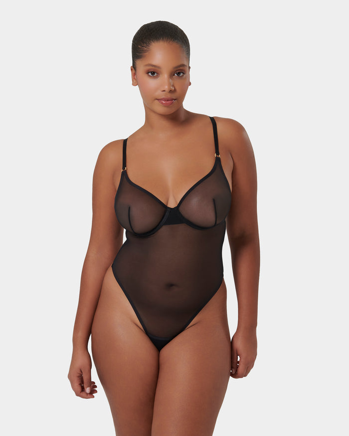 bluebella Naomi Mesh Bodysuit Black