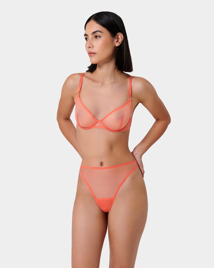 Bluebella Naomi Mesh Bra Coral