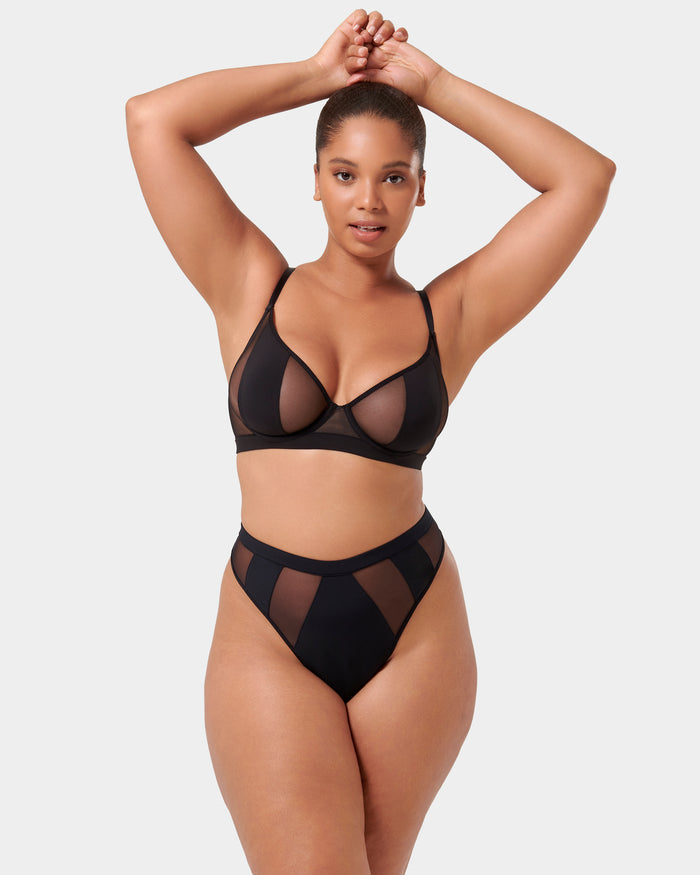 Bluebella Orla Sheer Mesh Bra Black
