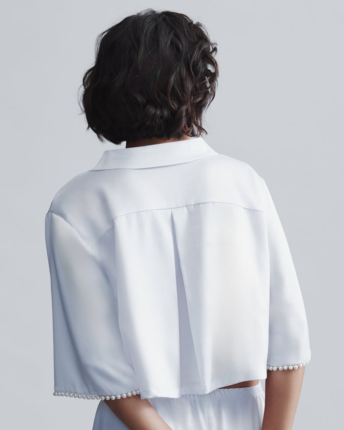 Bluebella Pearl Luxury Satin Shirt White/Pearl