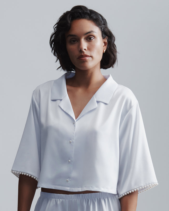 bluebella Pearl Luxury Satin Shirt White/Pearl