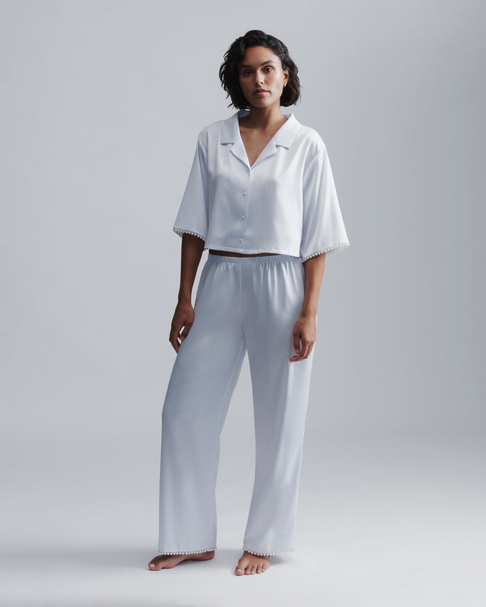 Bluebella Pearl Luxury Satin Trousers White/Pearl