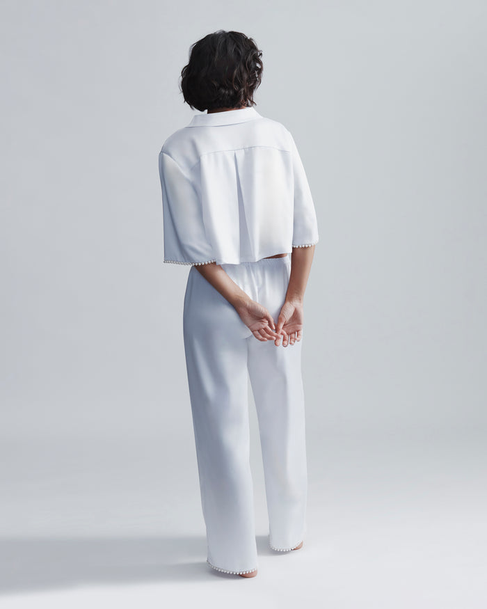 Bluebella Pearl Luxury Satin Trousers White/Pearl