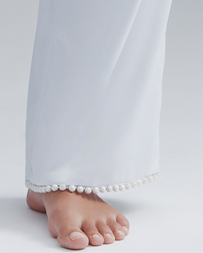 Bluebella Pearl Luxury Satin Trousers White/Pearl