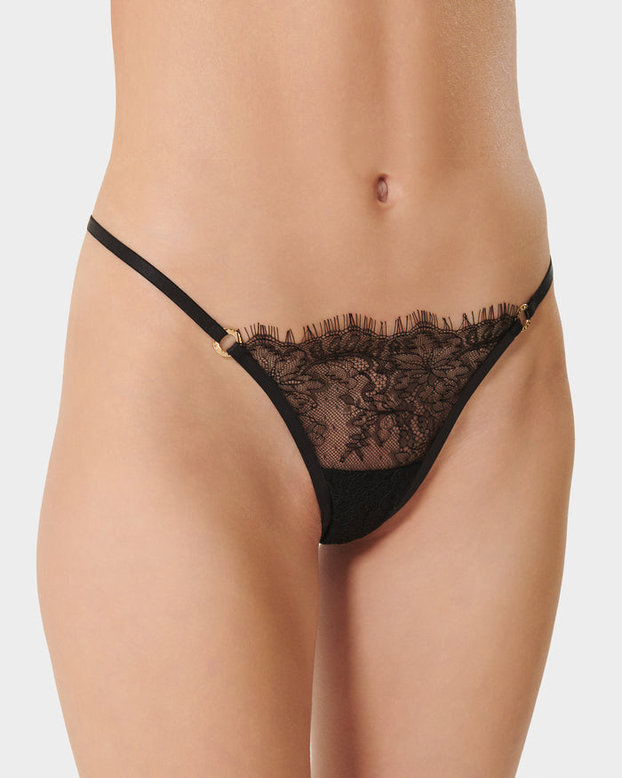 Bluebella Peony Short Chemise And Thong Set Black