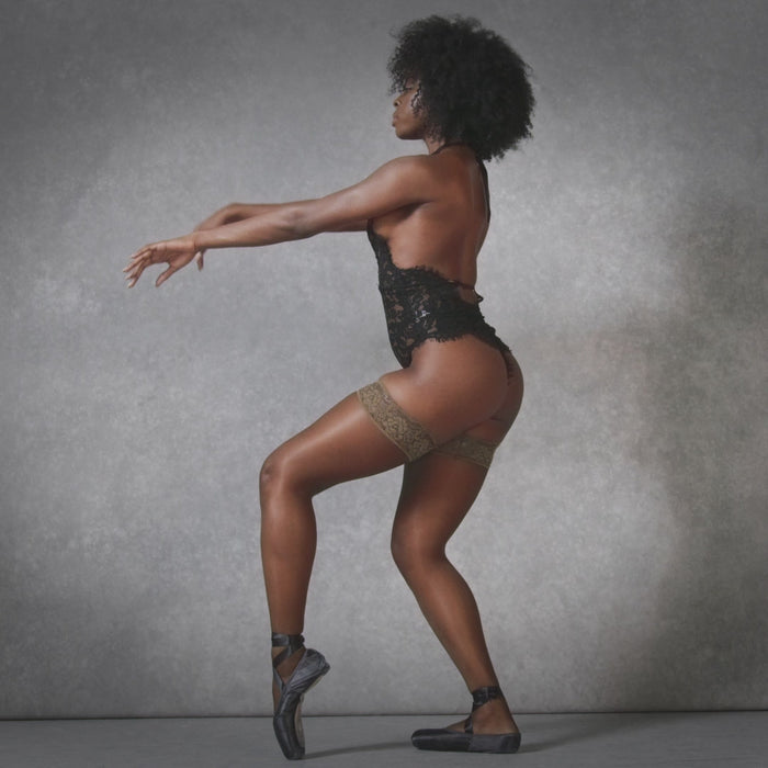 Bluebella Plain Leg/Lace Top Hold Ups Berry