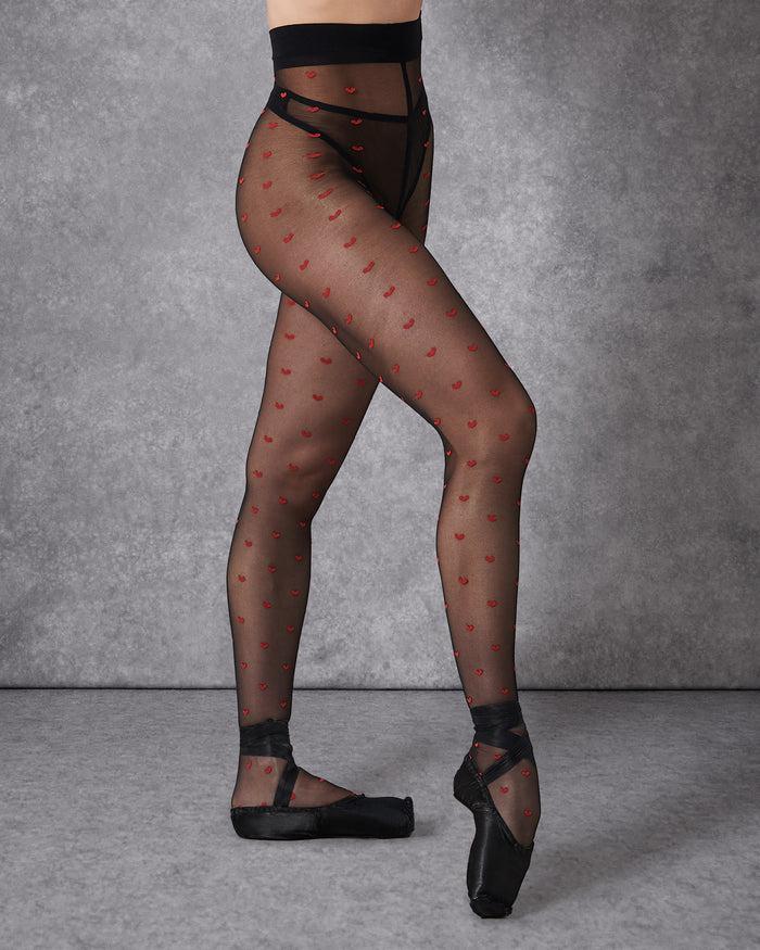 Bluebella Red Heart Tights Black