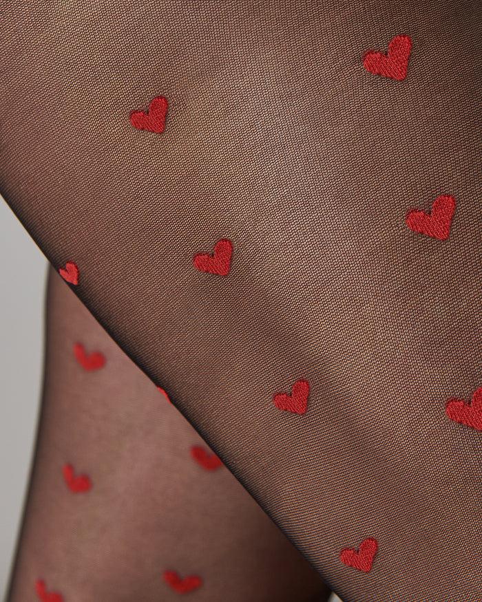 Bluebella Red Heart Tights Black