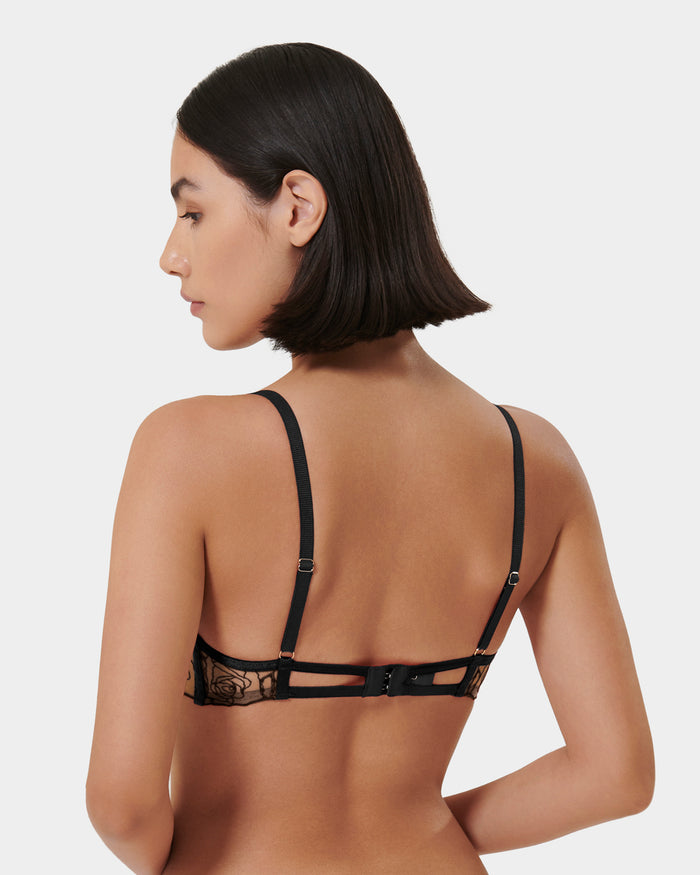 Bluebella Rosalie Embroidered Balcony Bra Black