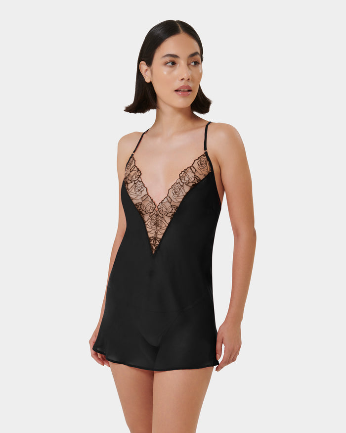 Bluebella Rosalie Short Chemise Black/Sheer