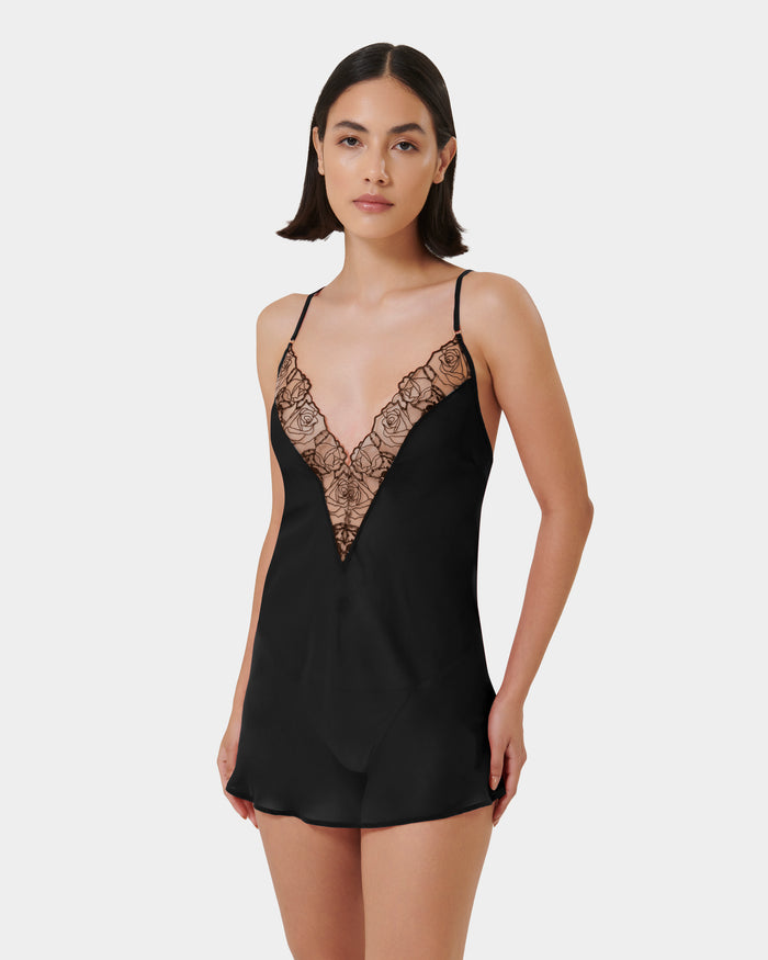 bluebella Rosalie Short Chemise Black/Sheer