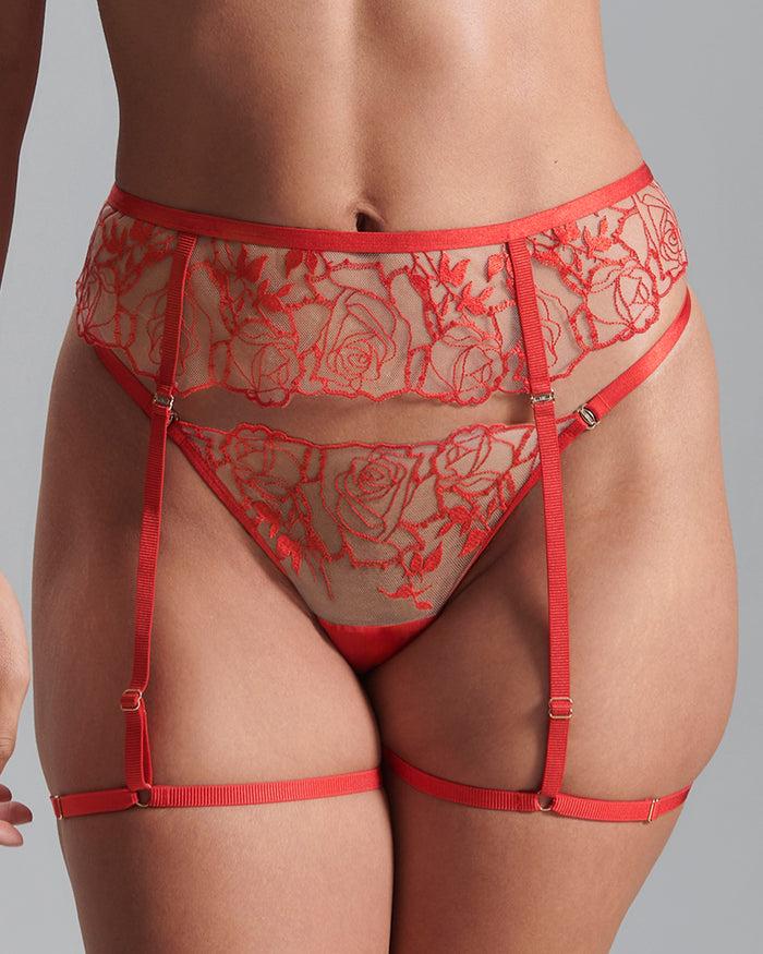 bluebella Rosalie Thigh Harness Red/Sheer