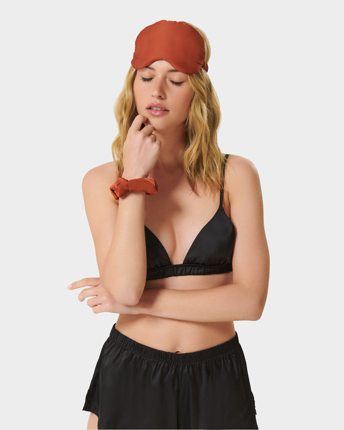 Bluebella Saskia Luxury Satin Eye Mask Baked Clay