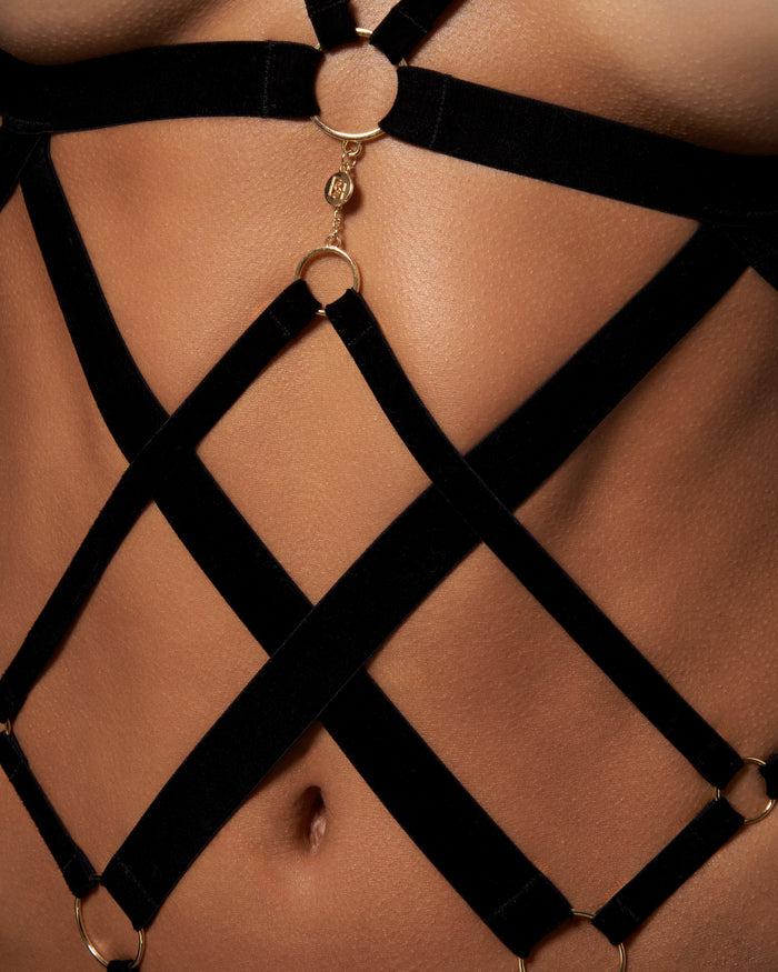 Bluebella Simone Open Harness Bodysuit Black