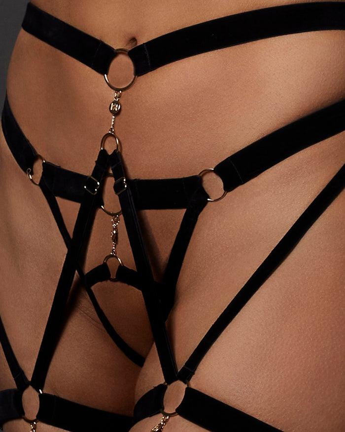 Bluebella Simone Thigh Harness Black/Gold