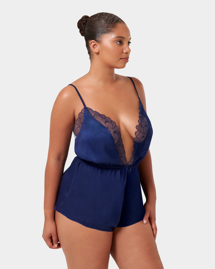 Bluebella Vermont Luxury Satin Teddy Navy Blue