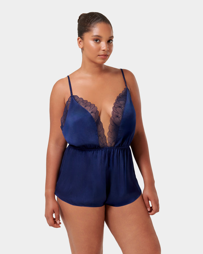 bluebella Vermont Luxury Satin Teddy Navy Blue