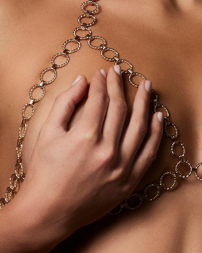 Bluebella Vida Open Chain Bra Gold