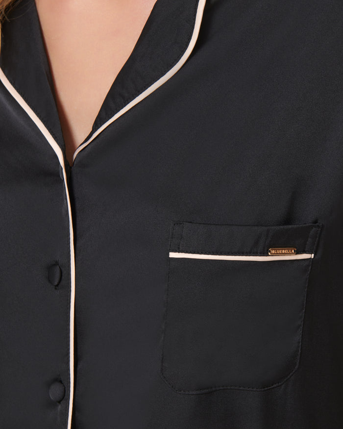 Bluebella Claudia Shirt And Trouser Set Black/Pale Pink