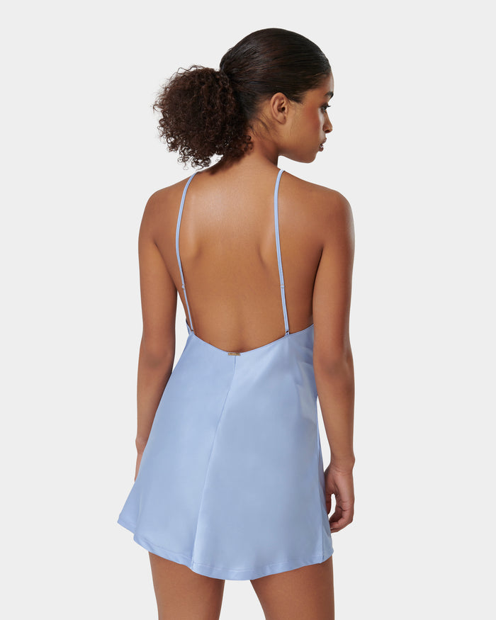 Bluebella Clea Luxury Satin Short Chemise Hydrangea Blue