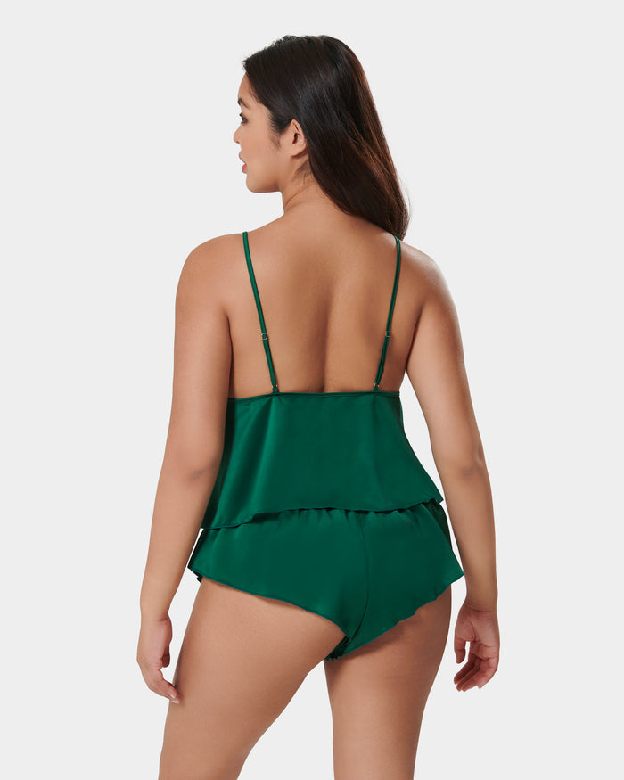 Bluebella Faye Luxury Satin Cami And Short Set Aventurine Green