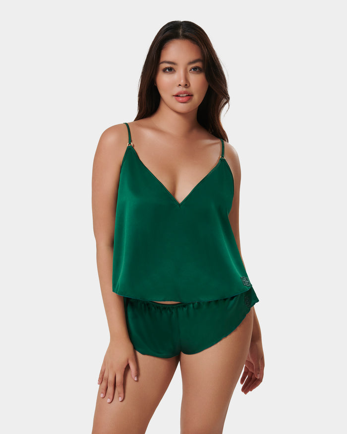 bluebella Faye Luxury Satin Cami and Short Set Aventurine Green