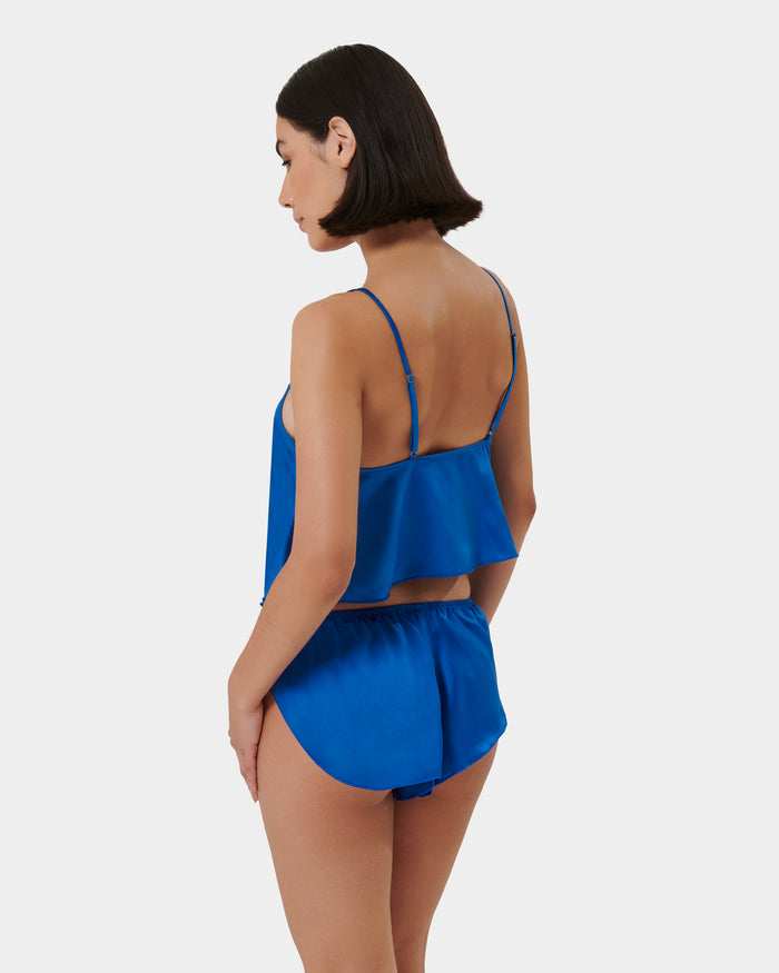 Bluebella Faye Luxury Satin Cami Top And Short Set Egyptian Blue