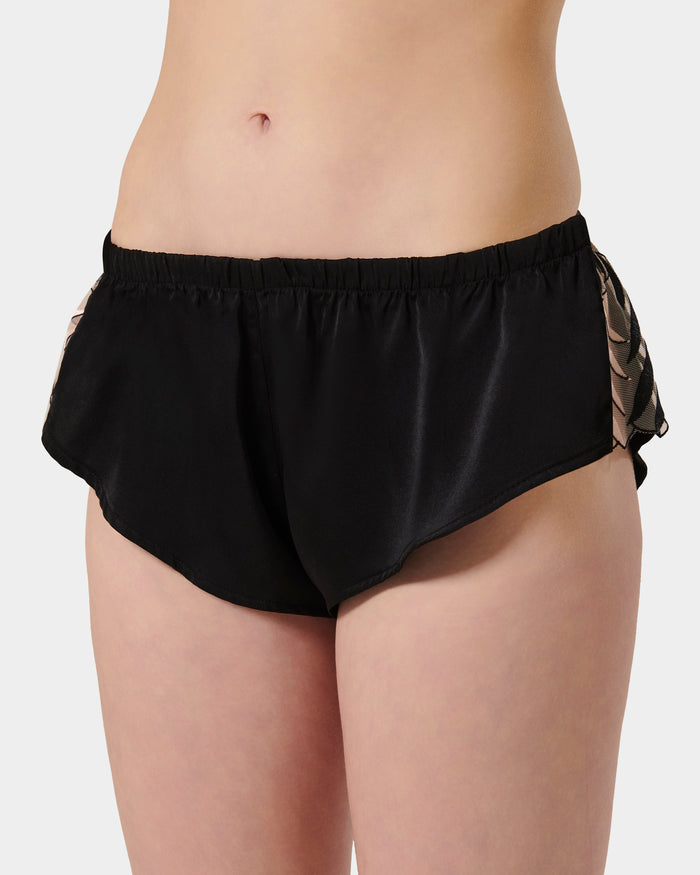 Bluebella Katerine Luxury Satin Cami And Short Set Black/Pearl/Sheer