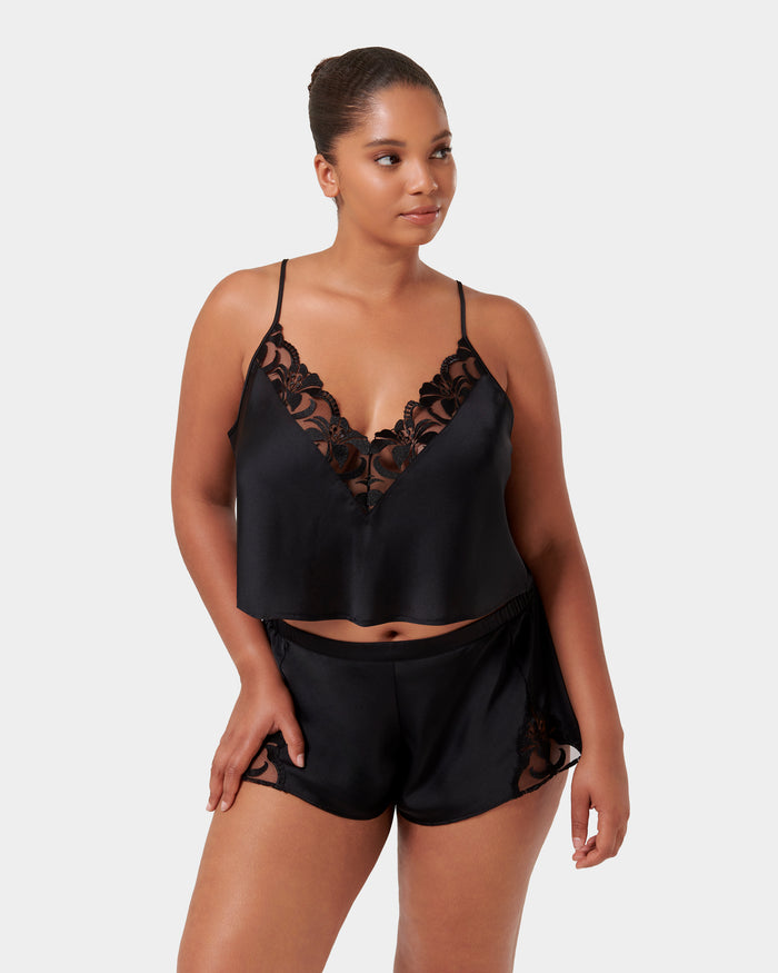 bluebella Leonora Luxury Satin Cami and Short Set Black