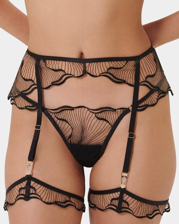 bluebella Marabel Detachable Thigh Garters Black/Sheer