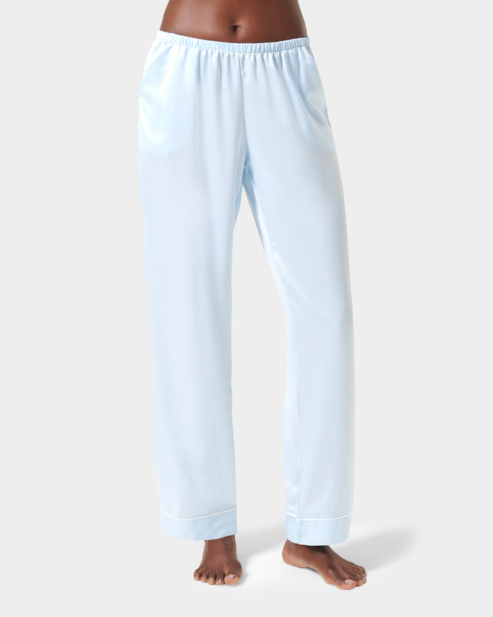 Bluebella Sara Luxury Satin Long Set Ice Water Blue/White