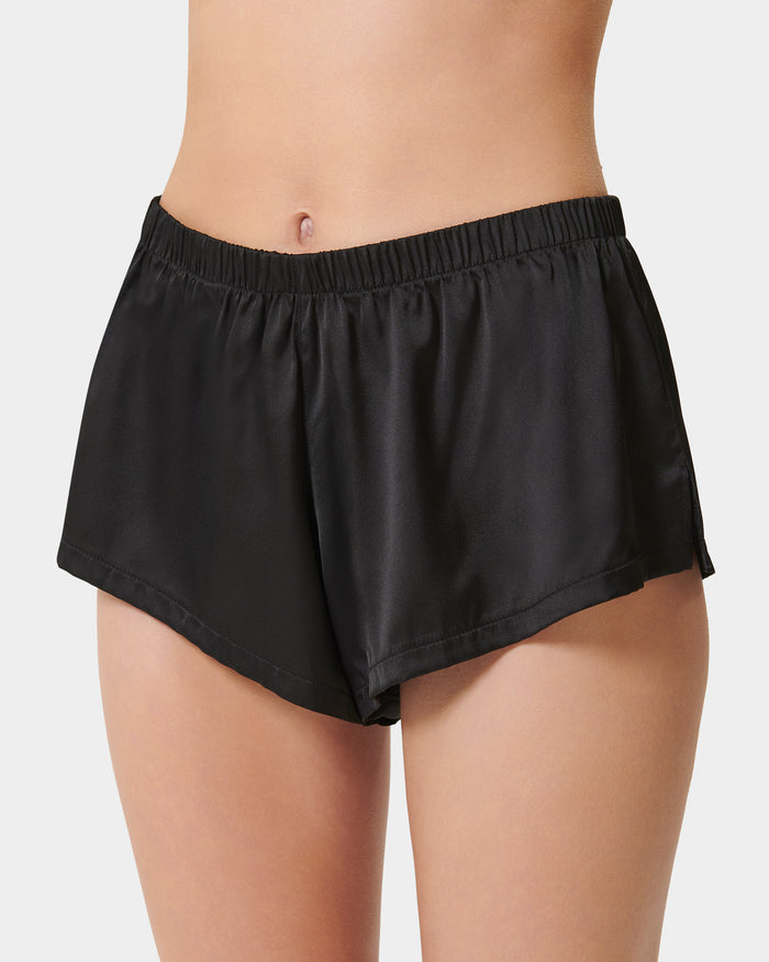 Bluebella Saskia Luxury Satin Soft Bra And Short Set Black